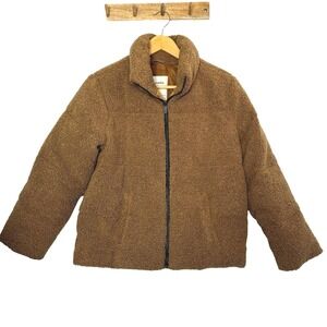 Abercrombie Kids Jacket Sherpa Teddy Bear Coat Zip Up Caramel‎ Tan Brown 13/14